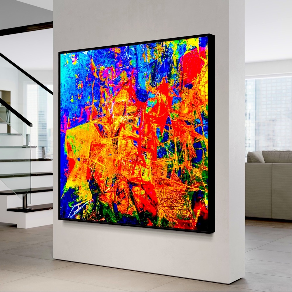 Original large wall art abstract print limited edition 1/50 on canvas 48”x48”